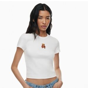 Sunday Best - BestHug Little Ribbed Tee Shirt - Embroidered Teddy Bear